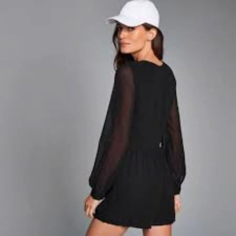 Abercrombie Black sheer Sleeve romper sz 8 Black Play Suit Long Sleeve Shorts - Image 4