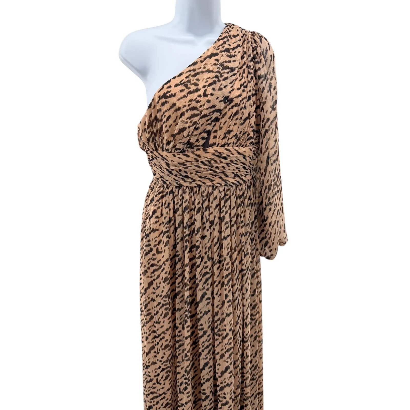 Gianni Bini Dalia One Shoulder Animal Print Chiffon Maxi Dress Asymmetrical 4 - Image 5