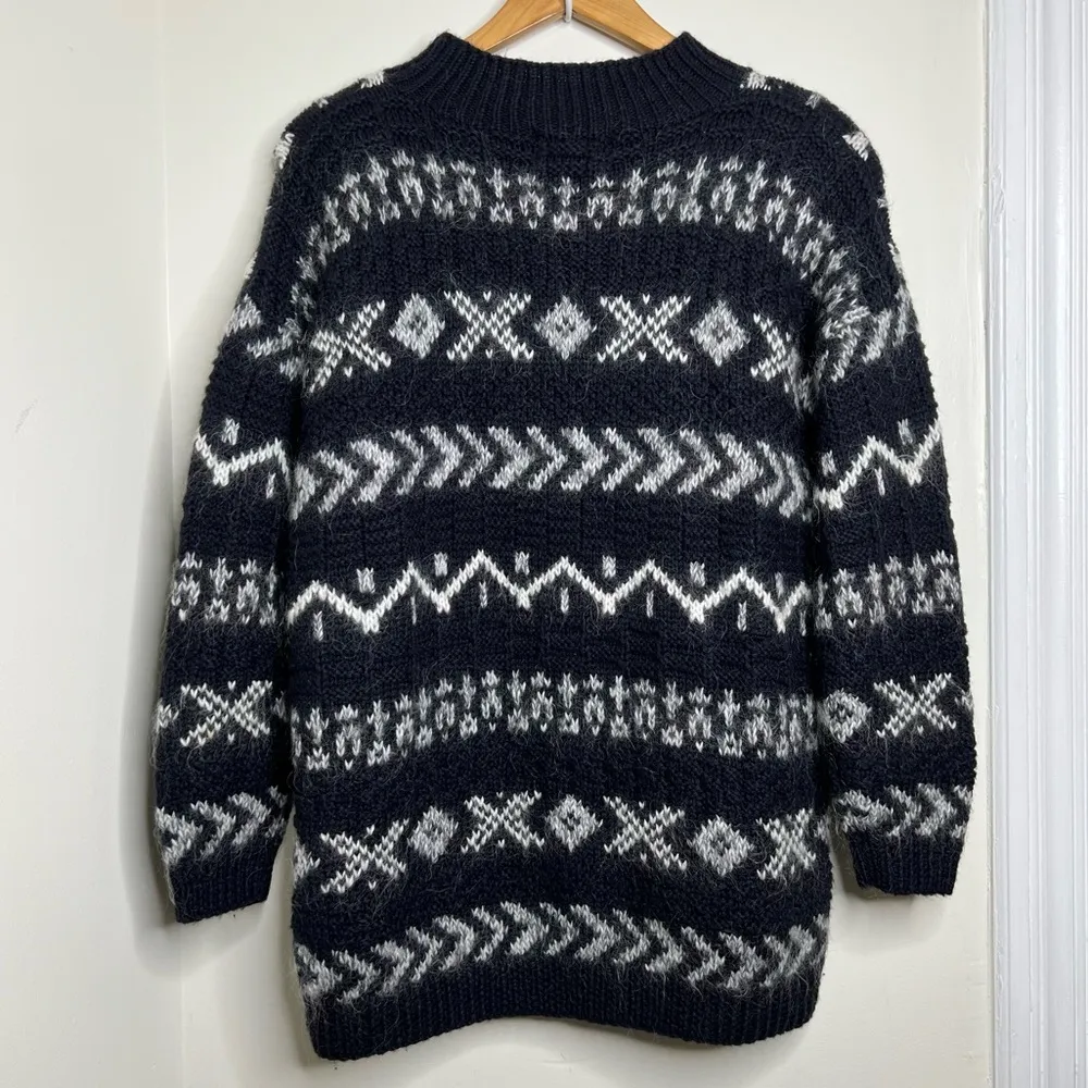 Vintage 90s Forenza Wool Blend Sweater Women’s Oversized Medium Black White - Image 4