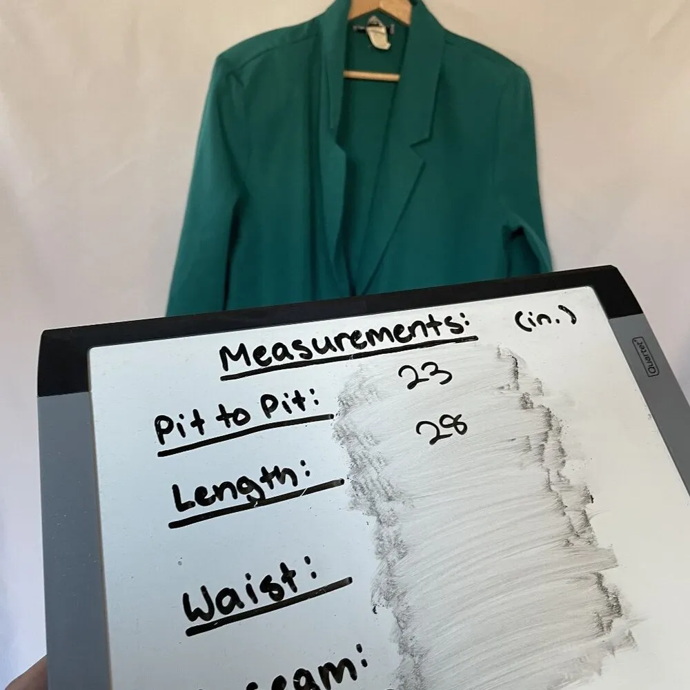 Requirements Petite turquoise blazer women's 14 pockets shoulder pads vintage - Image 9