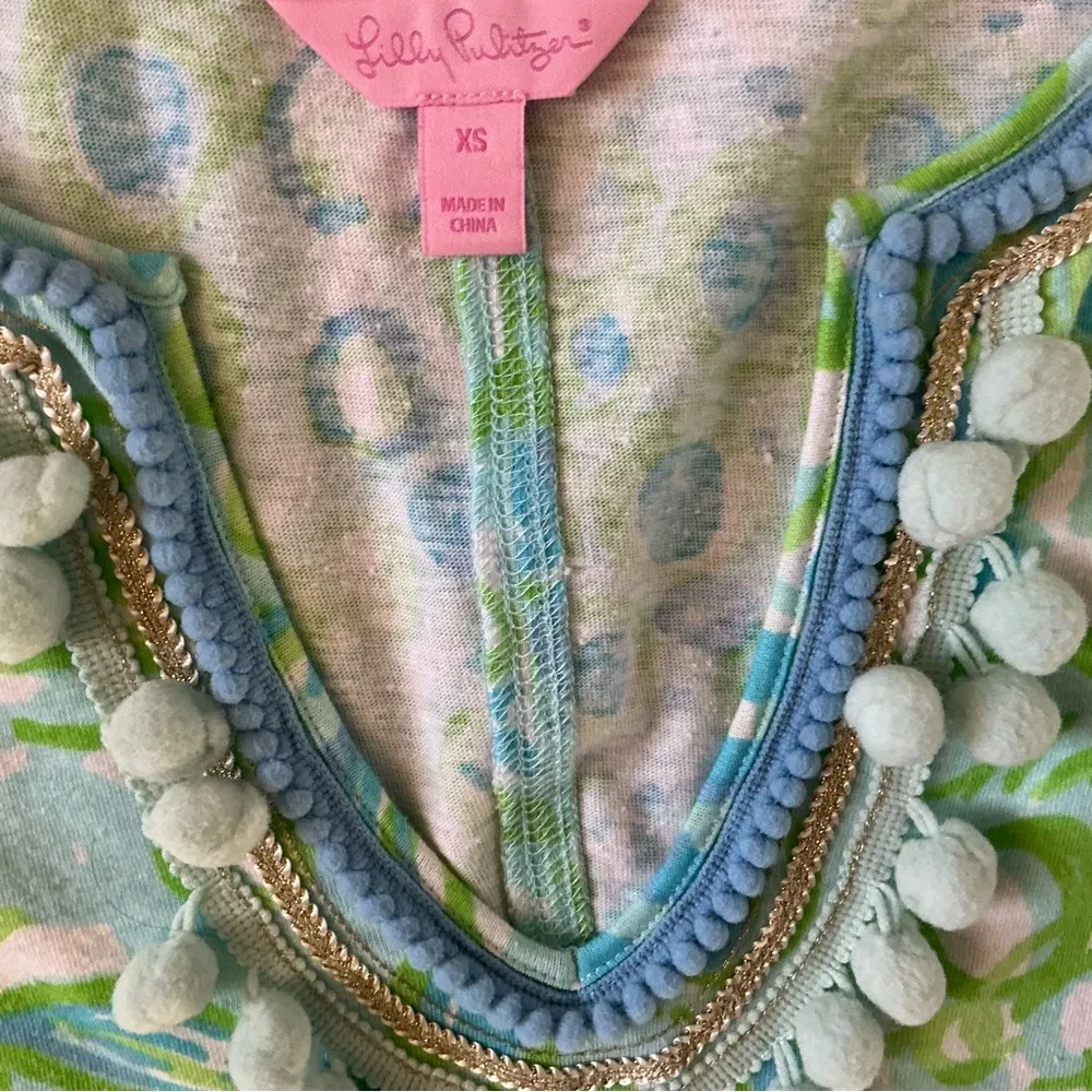 Lilly pulitzerer women’s green harper any fins possible pom pom shirt dress - Image 7