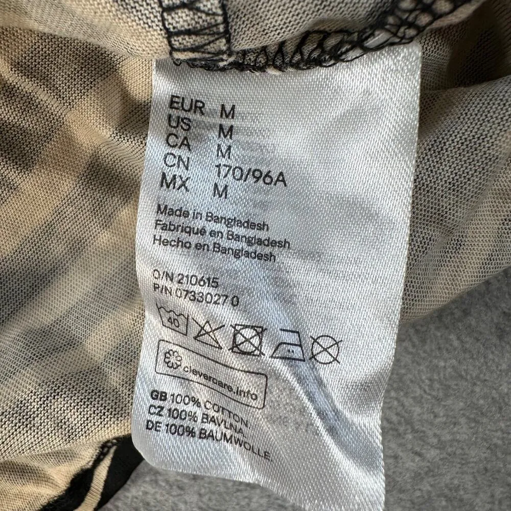 H&M Zebra Print Knotted Cropped Tee Shirt Womens Medium Short Sleeve Black/Beige - Image 6