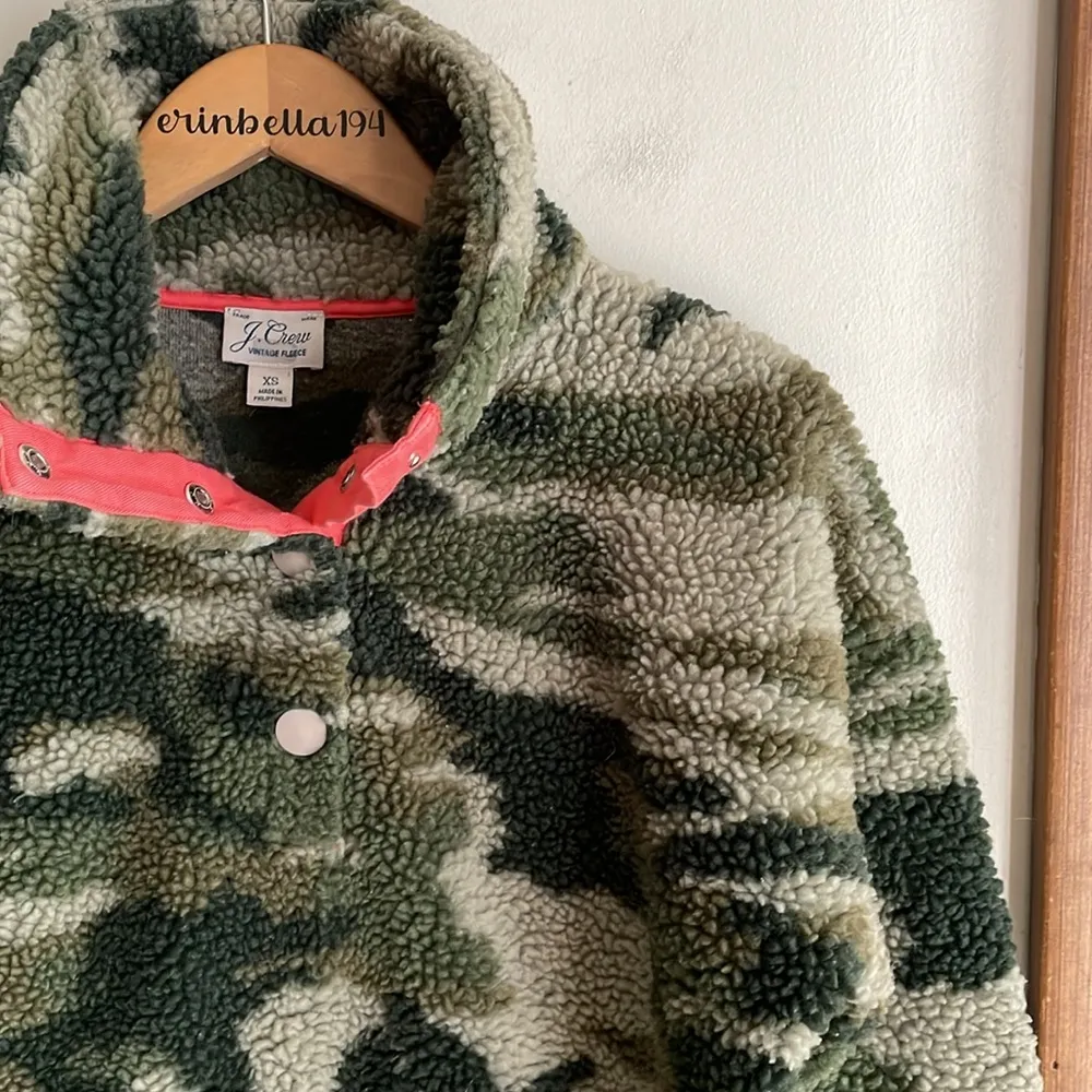 J. Crew Snap-collar sherpa fleece jacket sweatshirt in camo - Image 6