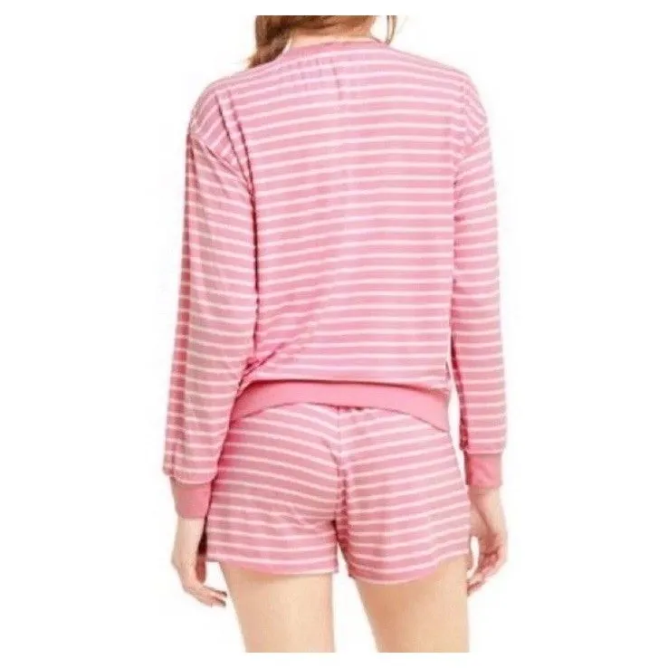 Draper James Pink Stripe Long Sleeve Shorts Lounge PJ Set Size Medium Womens - Image 9
