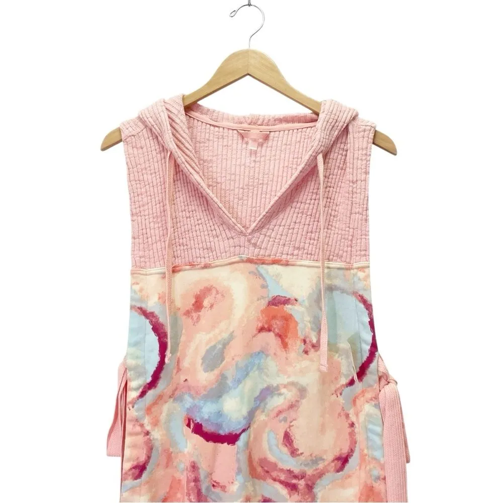 NWT Free People Movement All That Hoodie Coverup Size XS Pink Swirl Sleeveless - Image 5