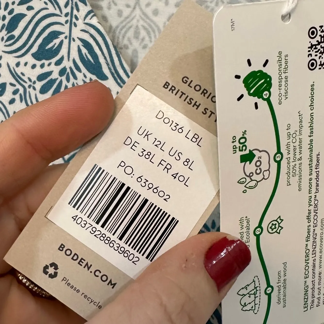 Boden Womens Dress 8 Long NWT Short Sleeve Floral Jersey Knit Stretch Blue - Image 3