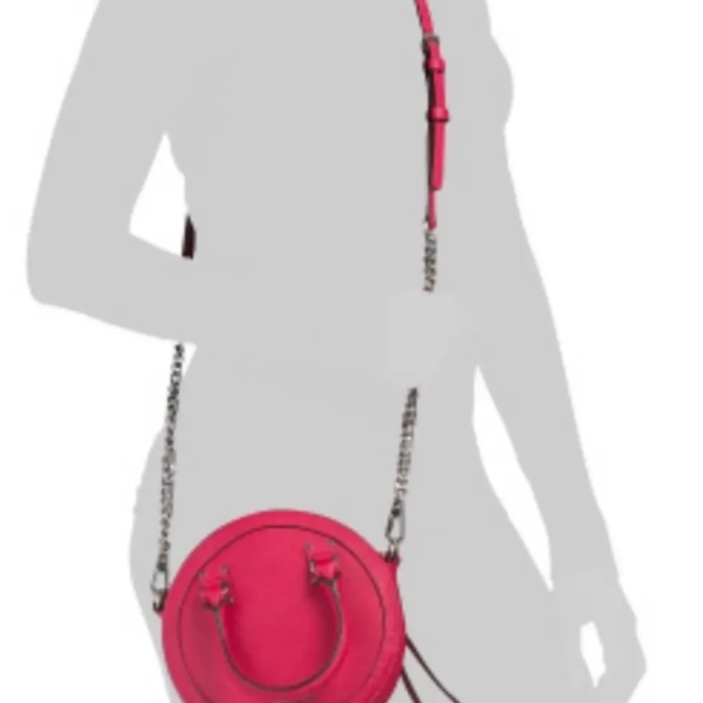Rebecca Minkoff Bree Circle Bag Crossbody Hot Pink Saffiano Leather NEW - Image 4
