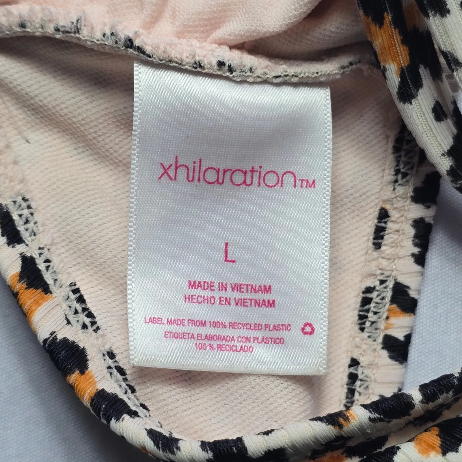 Xhilaration Cream Animal Print Swim Sports Bra Beach Bralette Bikini Top L Large - Image 5