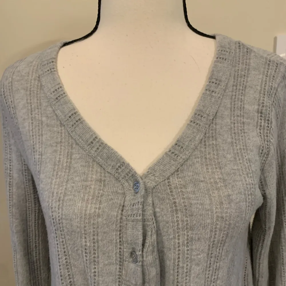 Hippie Rose | Gray Button-Up Knit Cardigan - Image 5