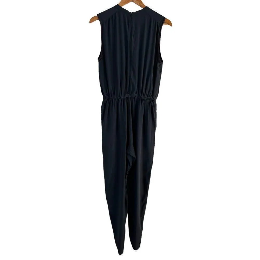 Madewell Embroidered Silk Folkway‎ Jumpsuit in Black Sleeveless Crop Leg, Size 2 - Image 10