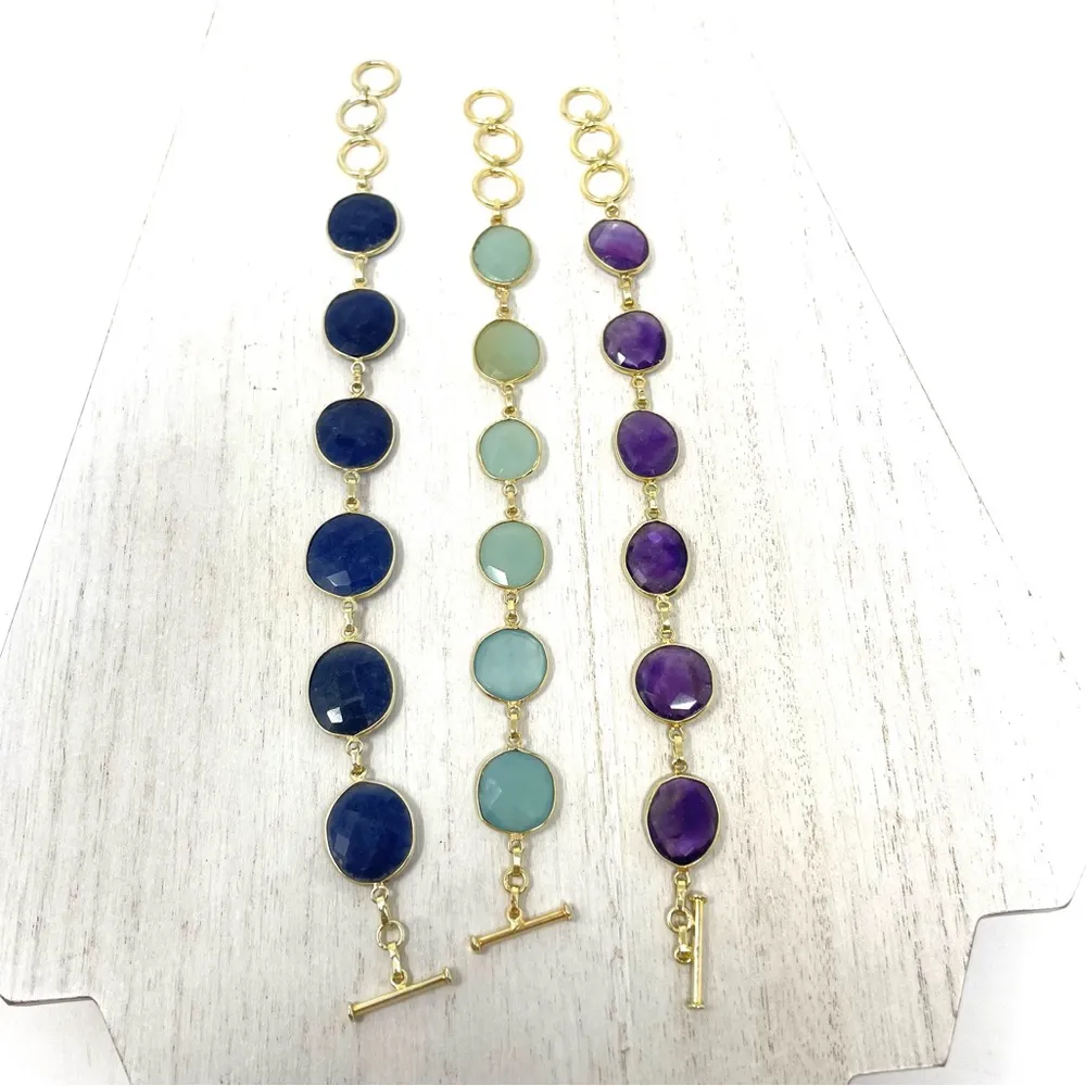 Sterling silver bracelets, 18K gold overlay and semiprecious stones - Image 3