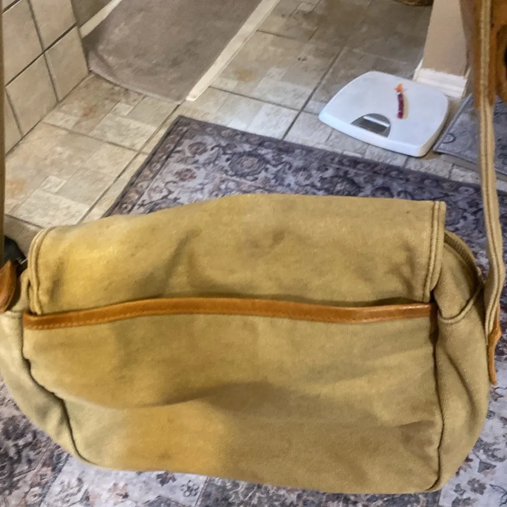 L.L. Bean Canvas and Leather trim Crossbody bag Tan - Image 8