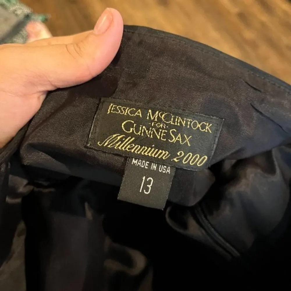 Y2K Gunne Sax Jessica McClintock Millenium embroidered strapless dress - Image 6