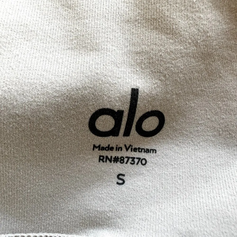 Alo Yoga 7/8 High Waist Moto Leggings Mesh Pleated Elastic Waist White Small - Image 4