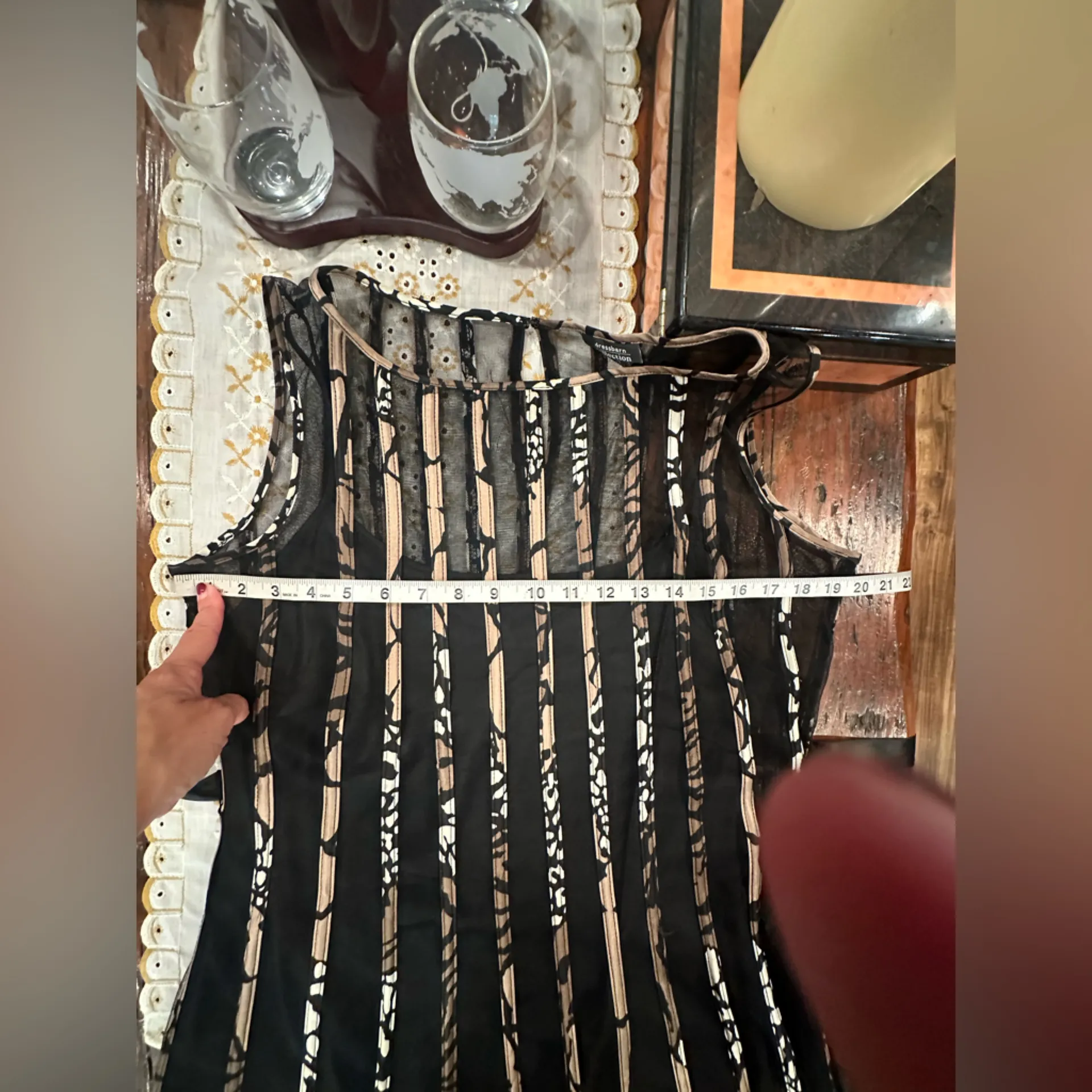 EUC dressbarn Black and Beige Striped Midi Dress - Image 7