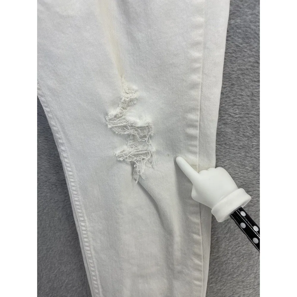 Banana Republic Women's Boyfriend White Denim Jeans Size 6 Distressed Cotton - Image 6