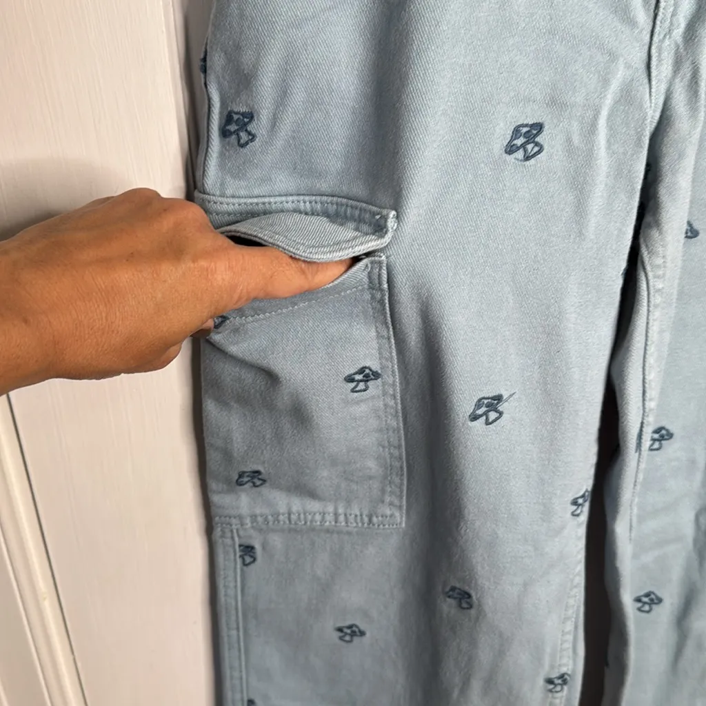 PACSUN Mushroom Embroidery Baggy Carpenter Wide-Leg Jeans W1756 Sz S - Image 3