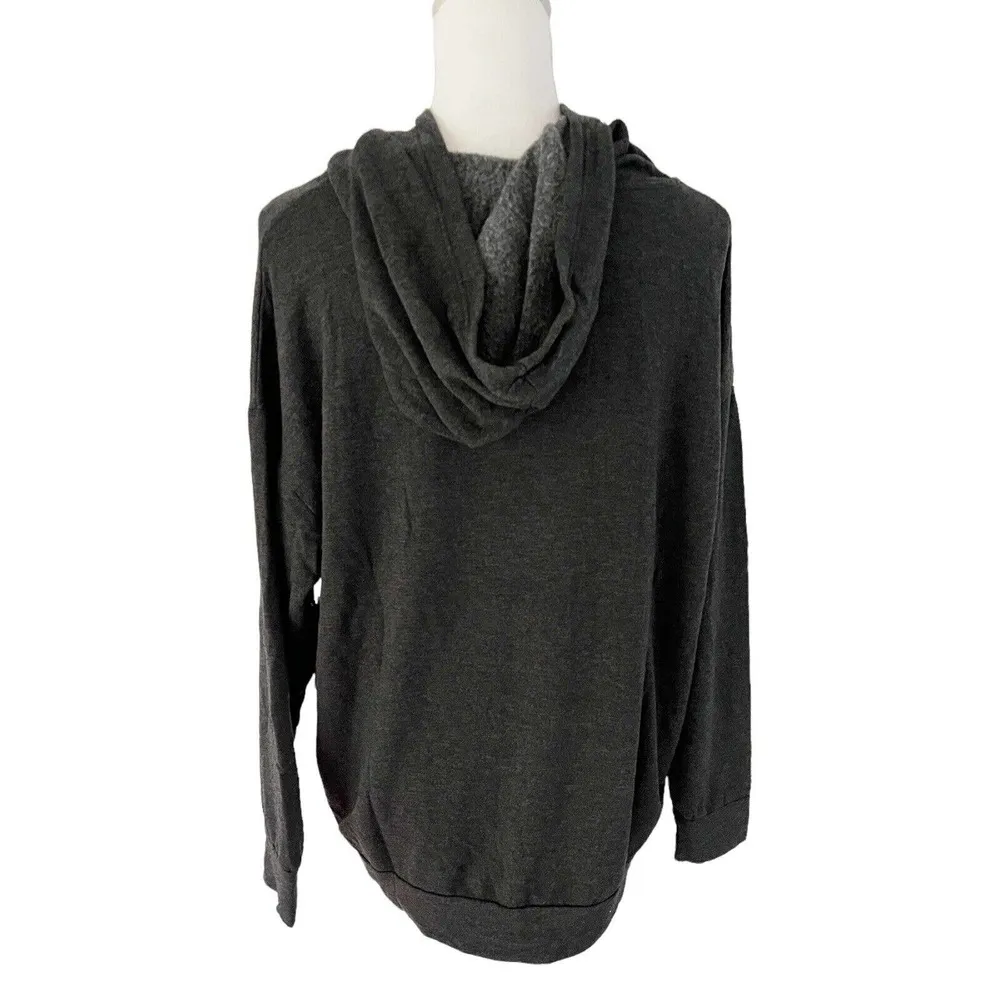NWT LULUs Dark Gray Boxy Oversized Fleece Lined Lightweight Hoodie Sweatshirt XS - Image 4