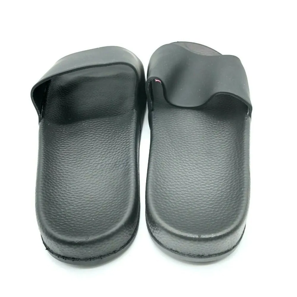 Womens Slide Sandals Rubber Basic Slip On Black 6 - Image 3