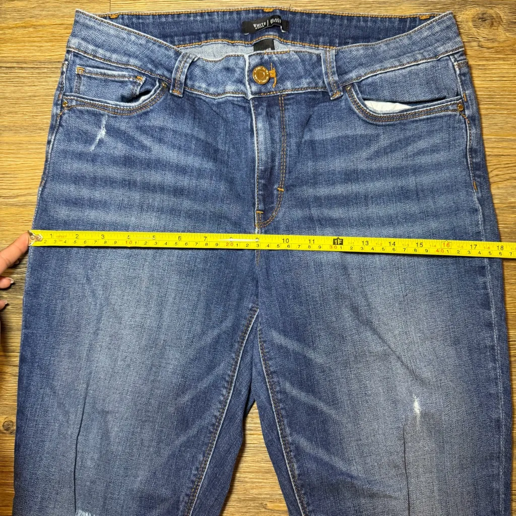 NWOT White House Black Market Skimmer Dark Blue Skinny Jeans Distressed Size 10 - Image 5