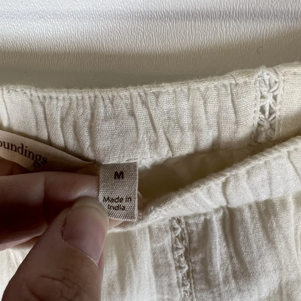 Soft‎ Surroundings Fringe Skirt M White Cream Boho Prairie Demure Gauze - Image 5