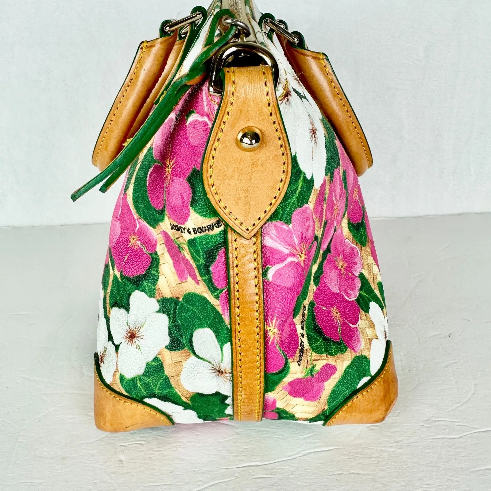 Dooney & Bourke Hydrangea Basketweave Zip Satchel Bag Leather - Image 3