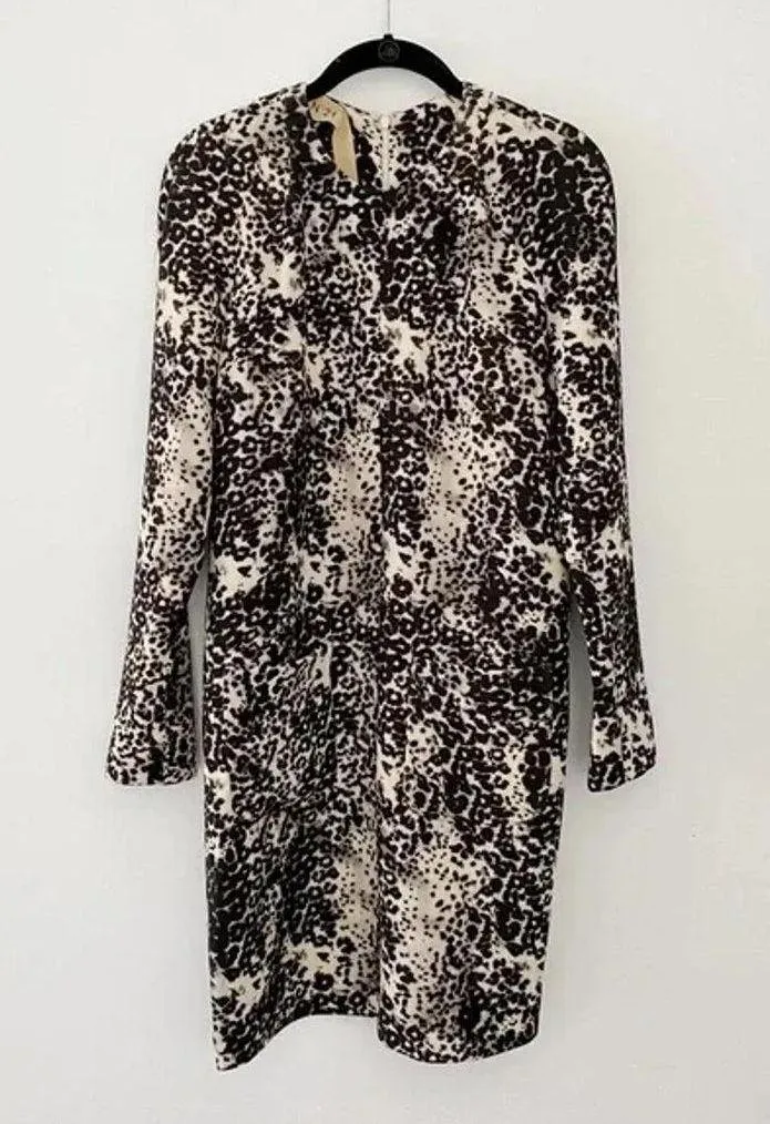 N°21 Numero Ventuno Leopard Print Long Sleeve Shift Dress Cream/Black Size 42 - Image 5
