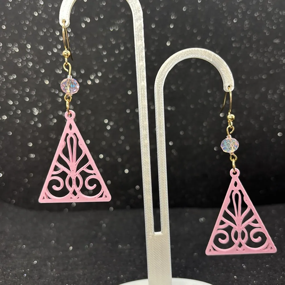 Pink Triangle Earrings - Image 3