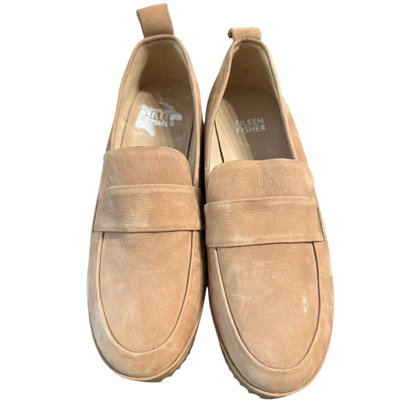 Eileen Fisher Tan Nubuck Platform Loafers Size 6 - Image 2