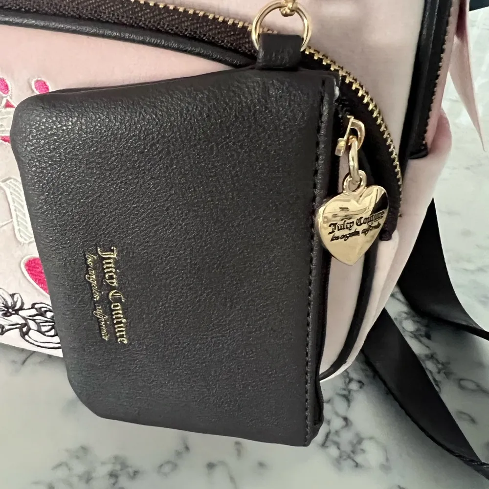 JUICY COUTURE Pink POWDER Blush Embroidered VELOUR Bag BACKPACK New $99 - Image 4