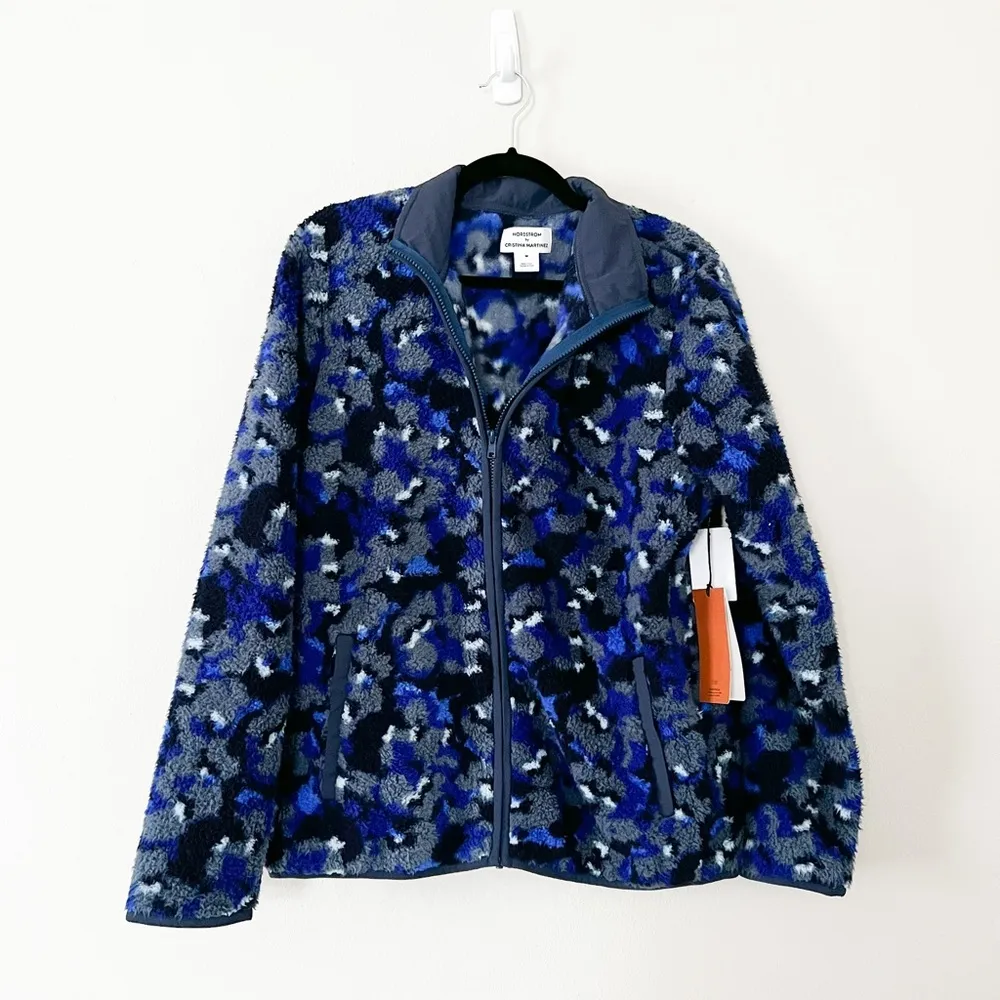 NWT NORDSTROM X CRISTINA MARTINEZ Fleece Jacket Blue Medium - Image 41