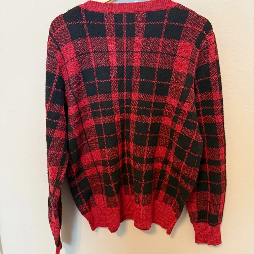 Holiday Time Ugly Christmas Sweater Women’s  Sz XL Plaid Merry Bright Red Plaid - Image 2