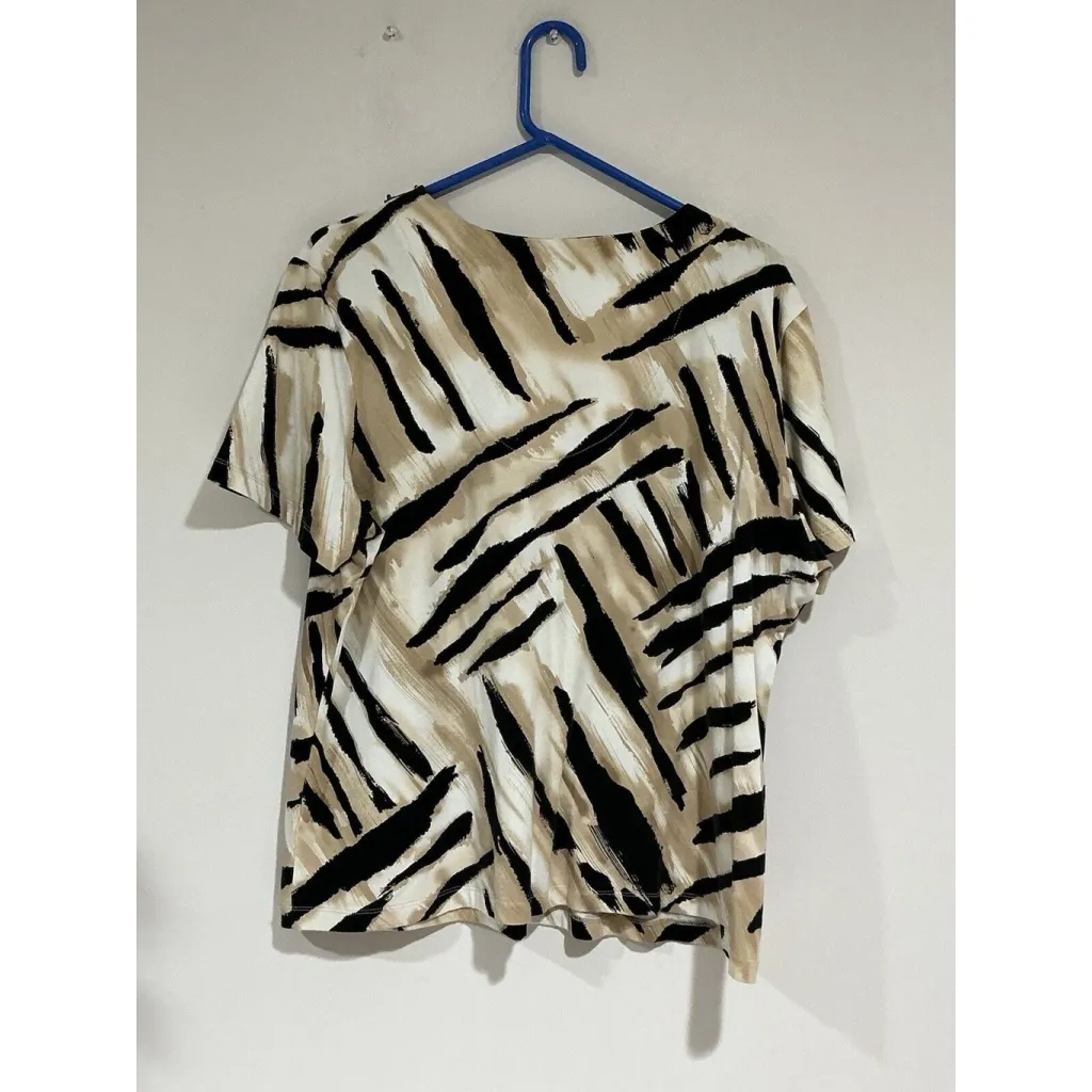 Woman’s Alfred Dunner Xl V Neck Short Sleeve T Shirt Beaded Multi Color - Image 3