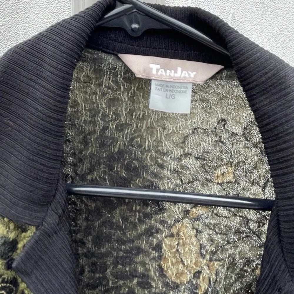 Vintage TanJay Green Botanical Open Front Knit Blazer Plus women’s Size L Size L - Image 4