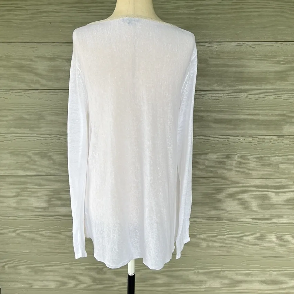 Lafayette 148 Linen Blend Sequin Trim Sweater - Image 6