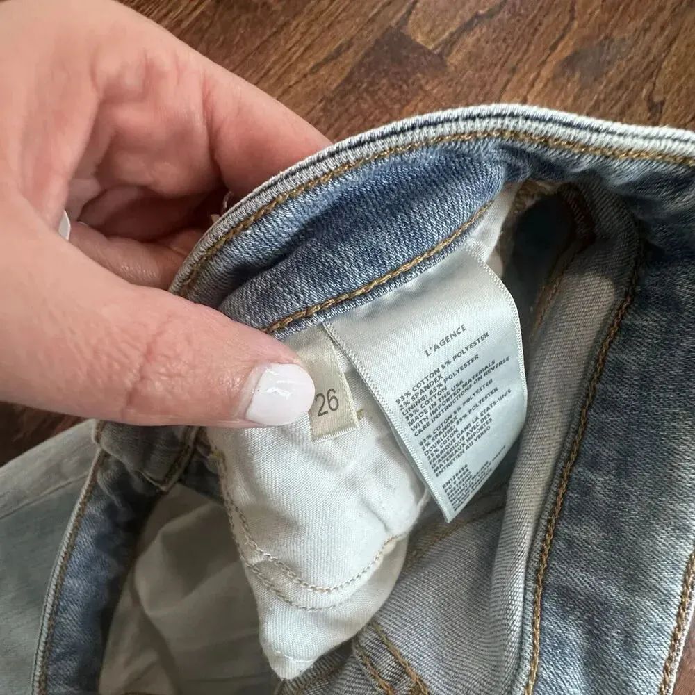 L'AGENCE High Line High Rise Skinny Distressed Classic Vintage Jeans 26 1347 - Image 9