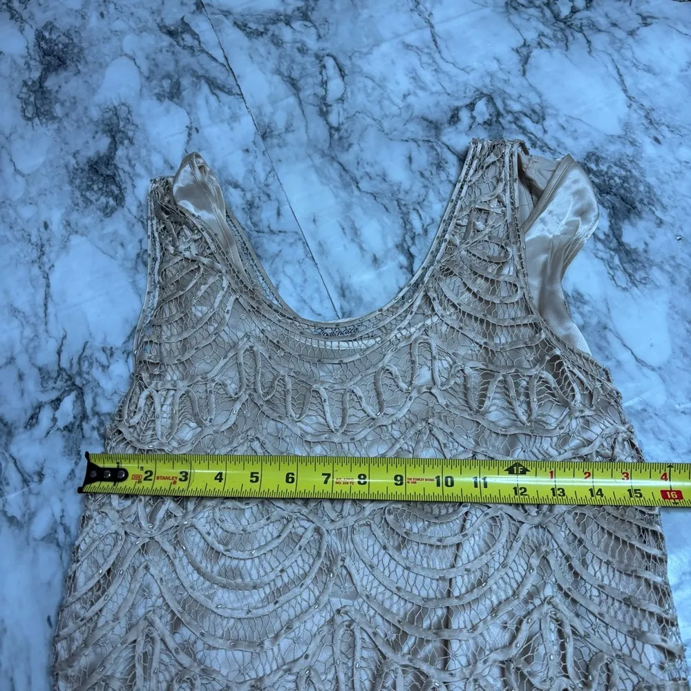 Soulmates 100% silk Champagne Formal dress shawl jacket beaded handmade large - Image 5