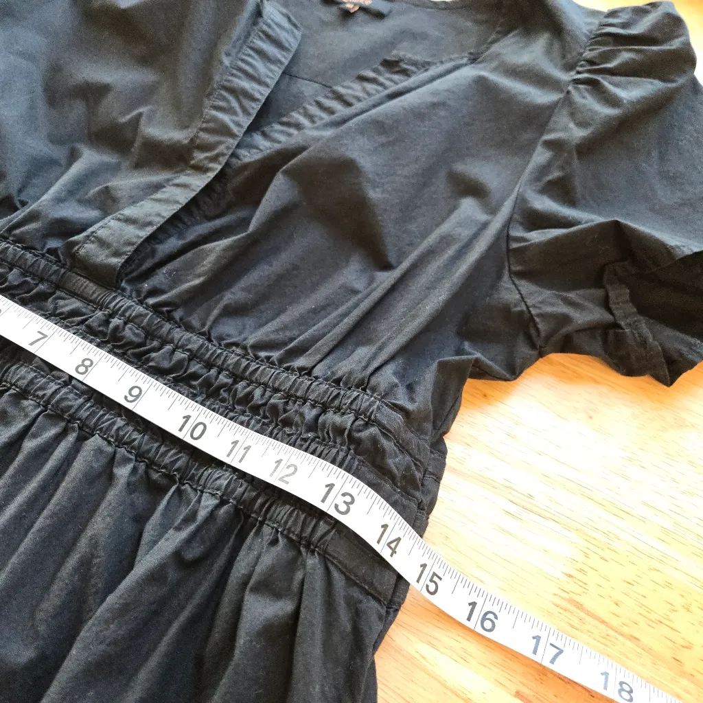 Quince Organic Cotton Poplin Tiered Maxi Black Dress Size Medium - Image 12