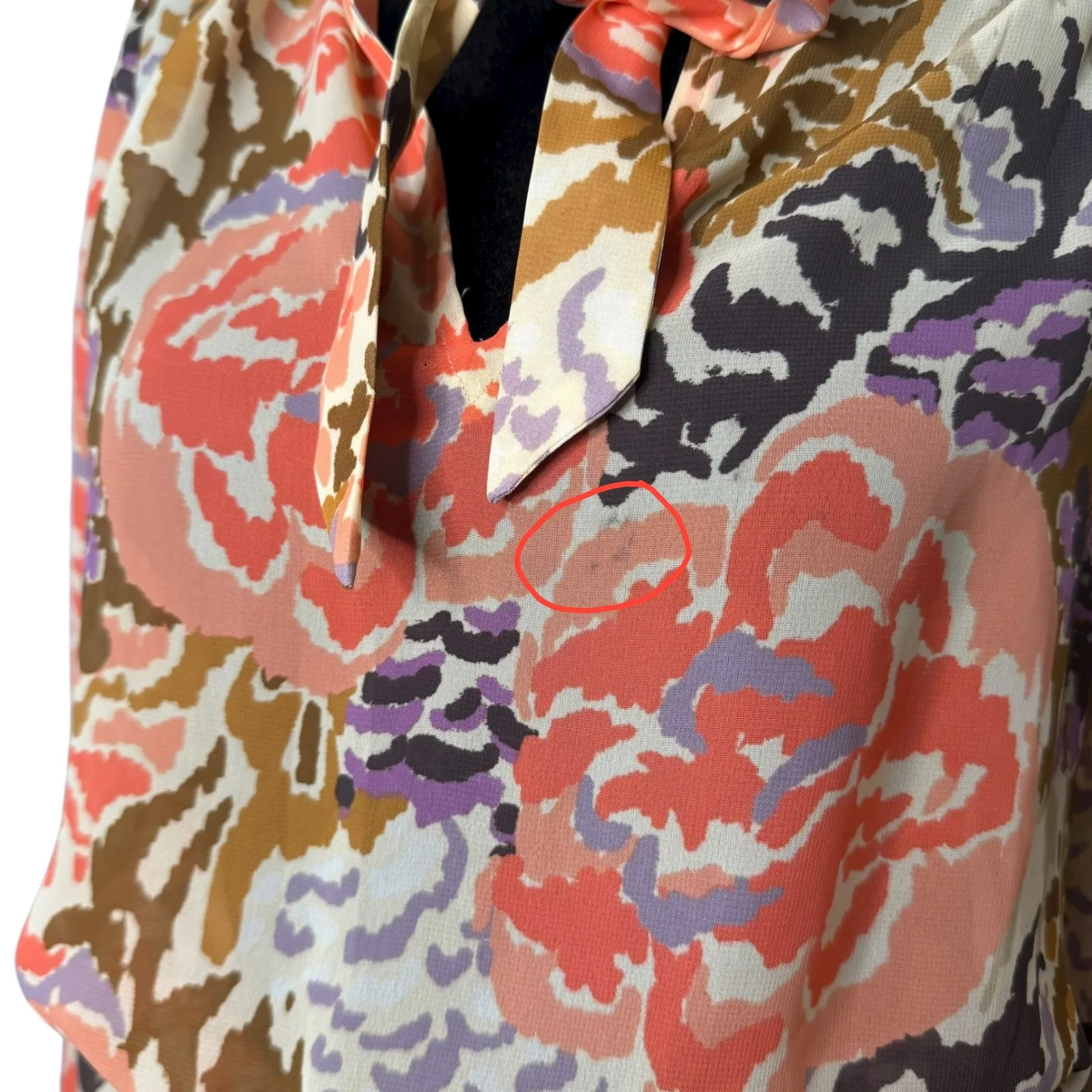 Ralph Lauren Sheer Smocked Waist Dress Womens Size 4 Floral Tie Neck See Through - Image 9