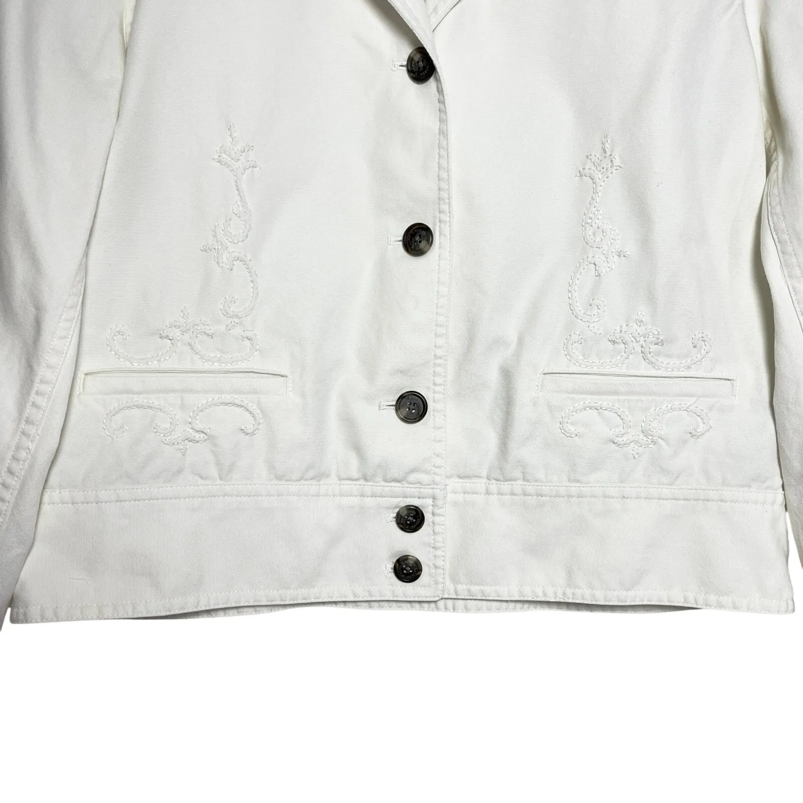 LAUREN Ralph Lauren Women’s Cream Embroidered Button front Jacket - Image 2