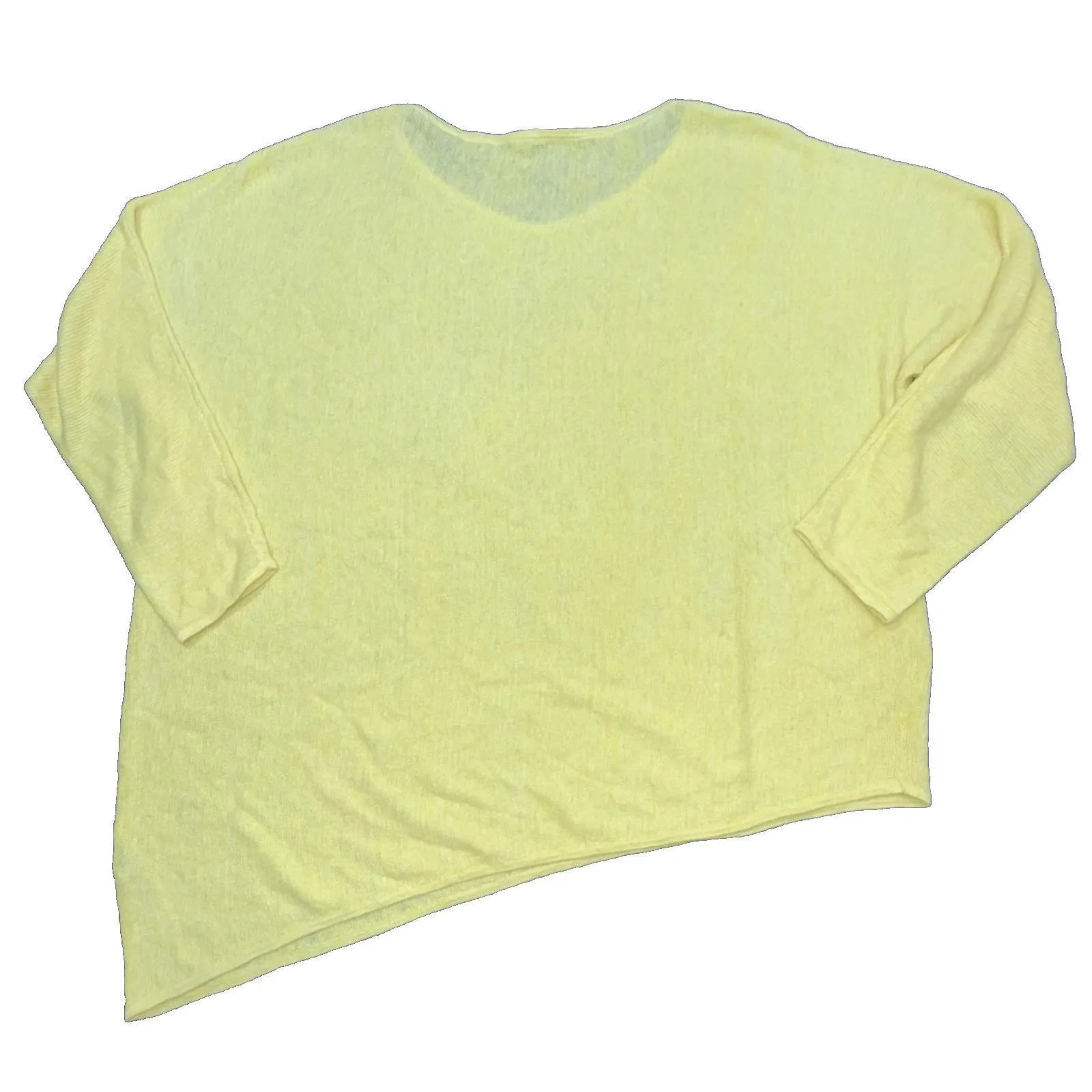 Eileen Fisher Organic Linen Yellow Boxy Top Luxury Boatneck Tunic Casual Medium - Image 4