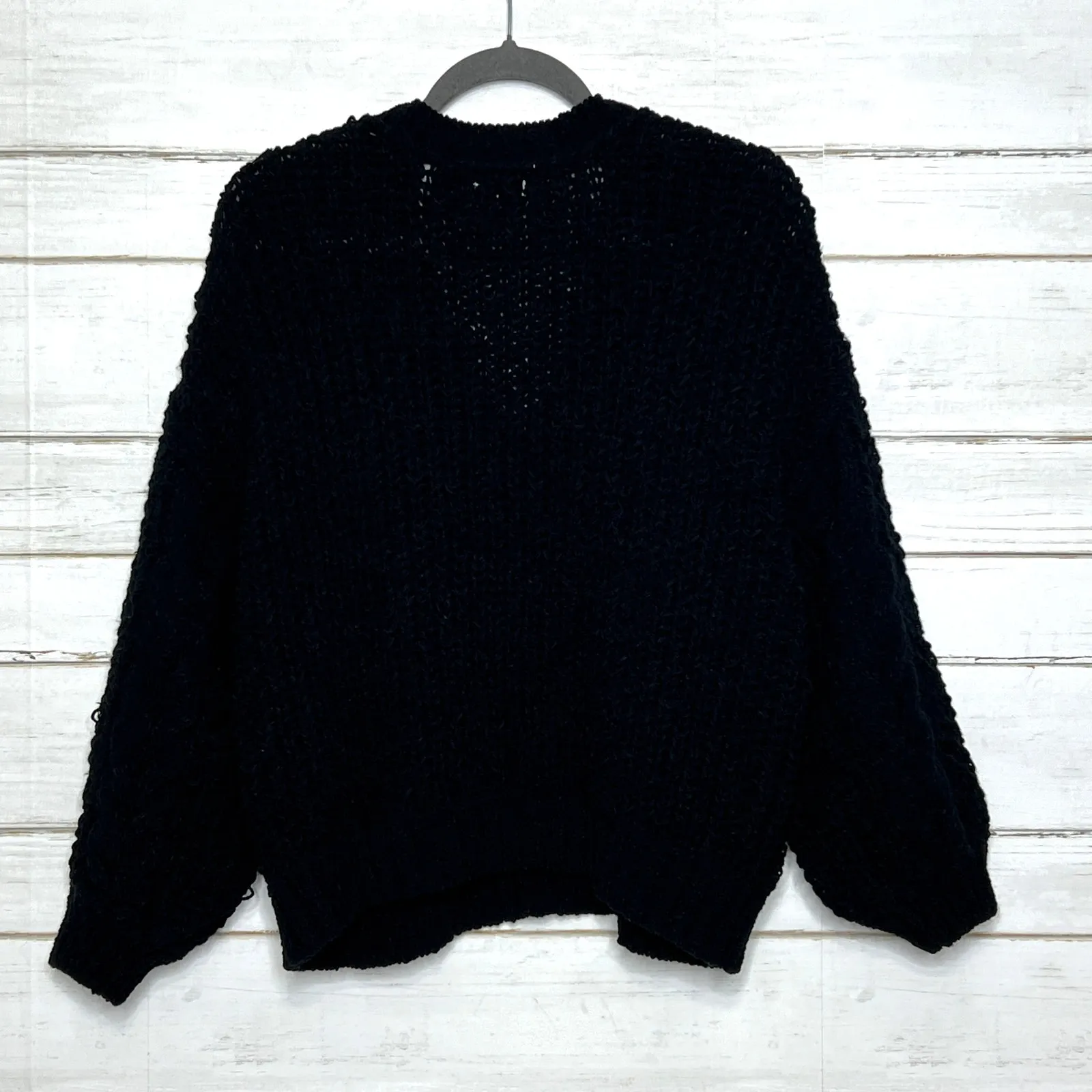 POL Cable Knit Chenille V Neck Sweater Black Size Small - Image 3
