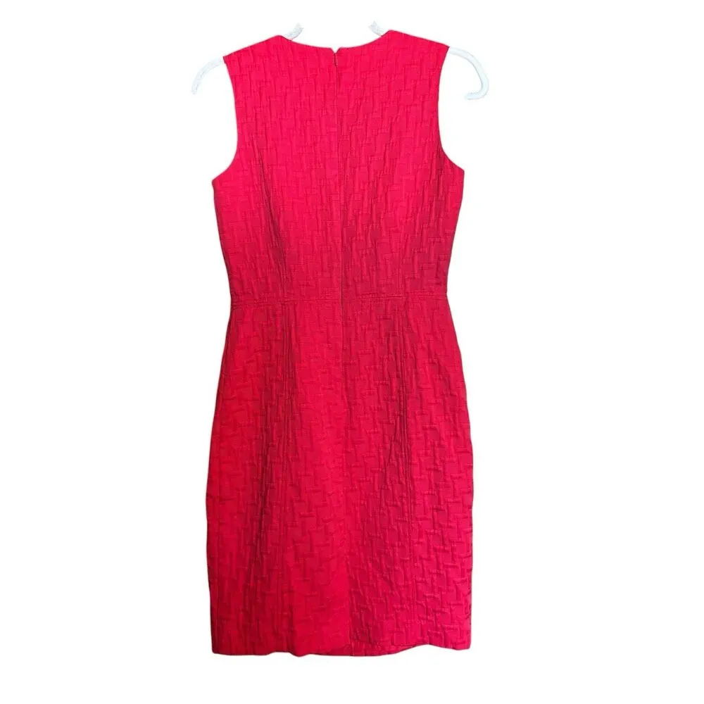 BANANA REPUBLIC Sheath Cocktail Dress Womens 4 Red Textured Sleeveless - Image 5