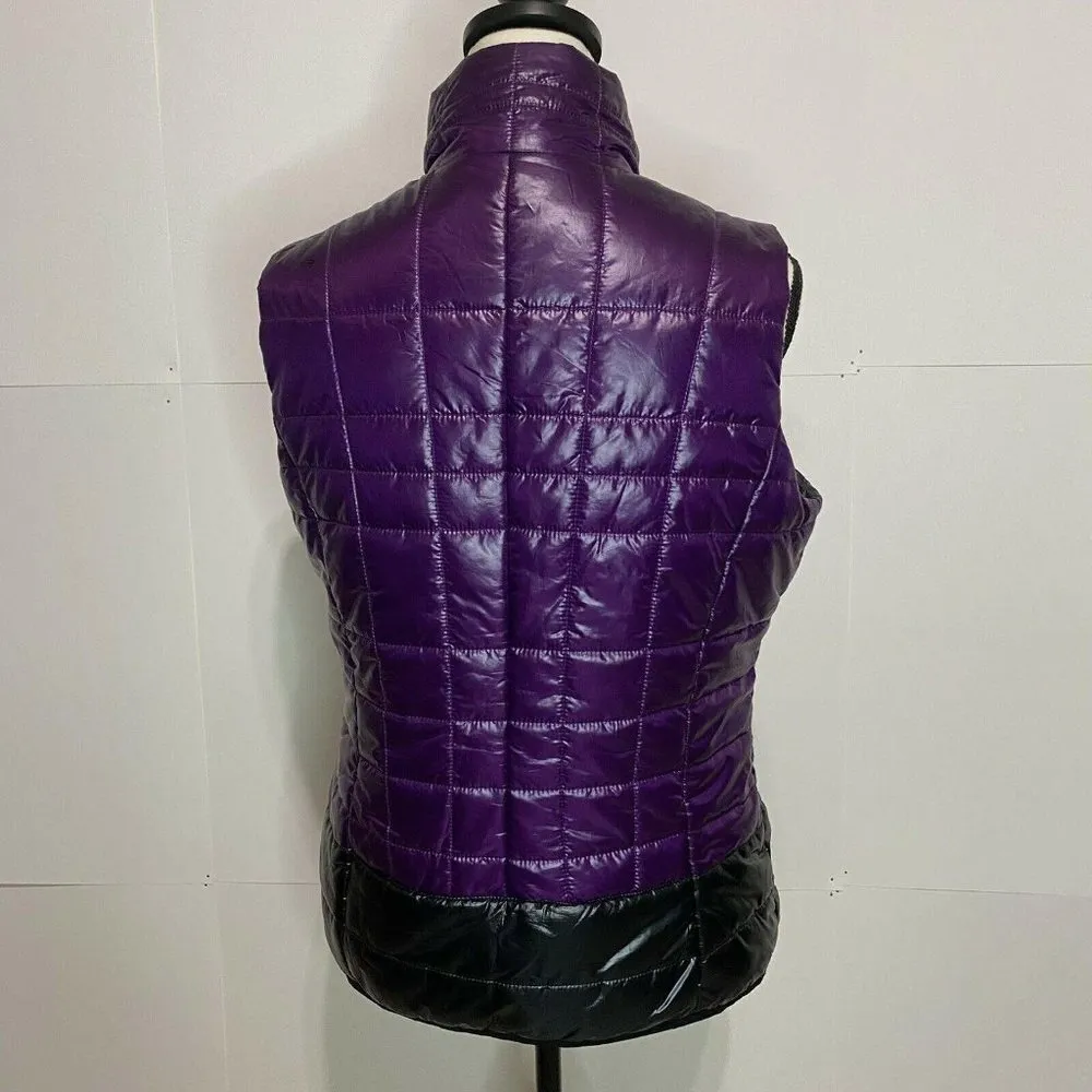Lole  Women's Medium Athletic Puffer Vest Down Purple Black Full Zip - Image 5
