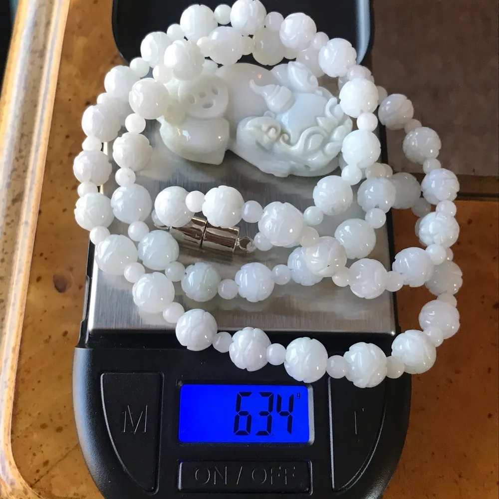 Natural White Jade Sterling Silver Dragon Necklace - Image 9