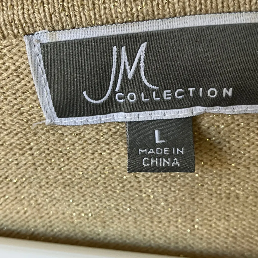 JM Collection  Metallic Gold Sweater large - Image 2