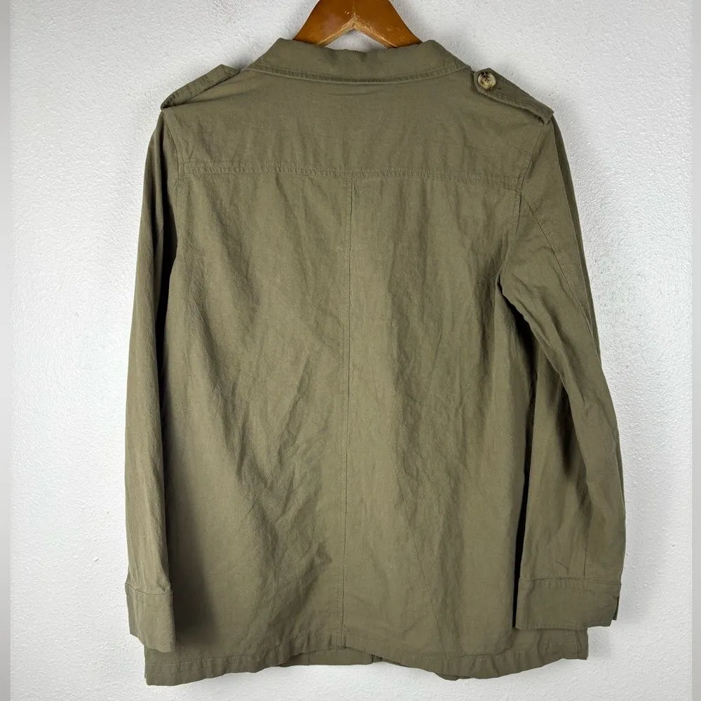 Hem & Thread M Cotton Green Utility Long Sleeve Shirt Military Outdoor Style - Image 3