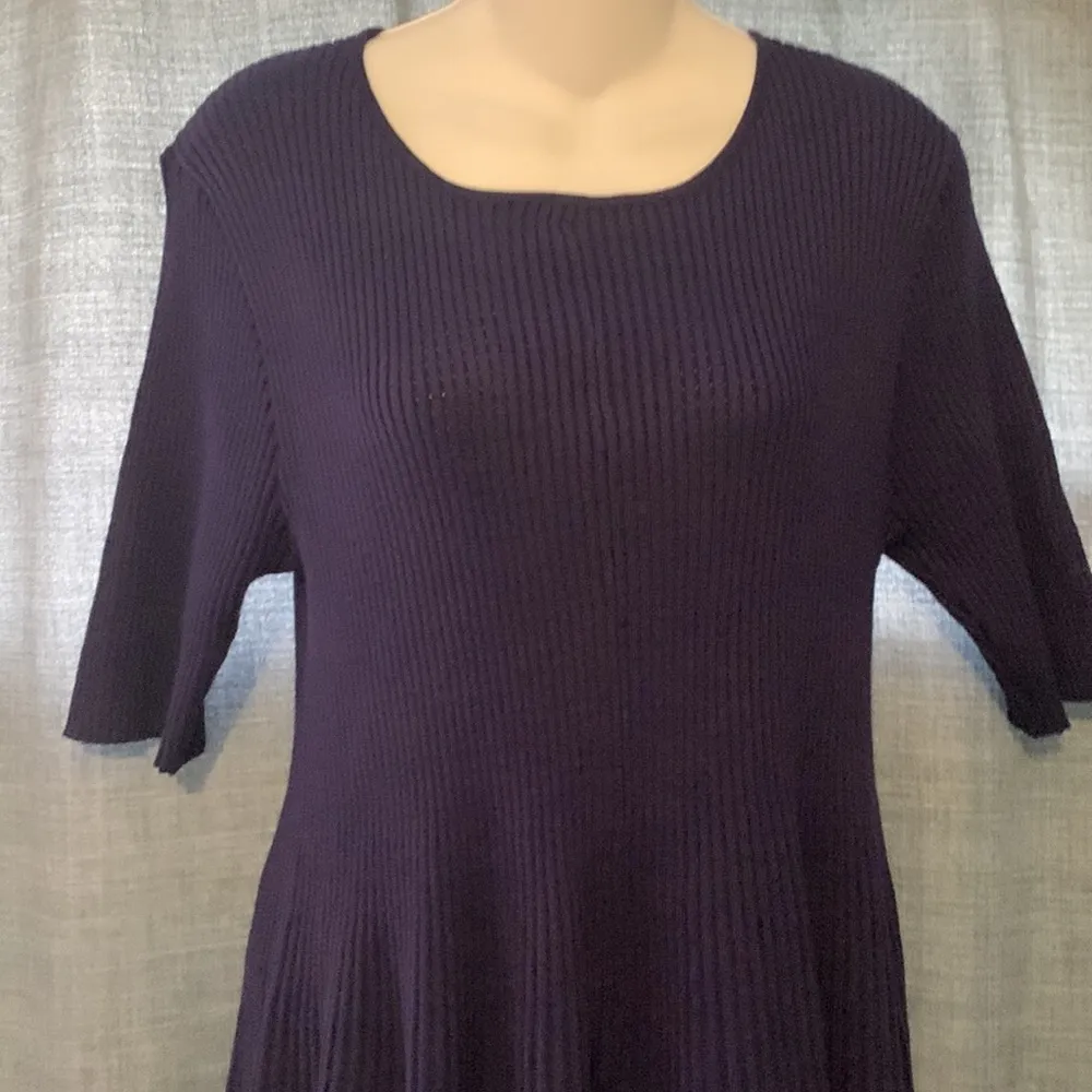 Sweater by Chelsea & Theodore Navy Short Sleeved Fit & Flare Ladies size XL Blue - Image 2