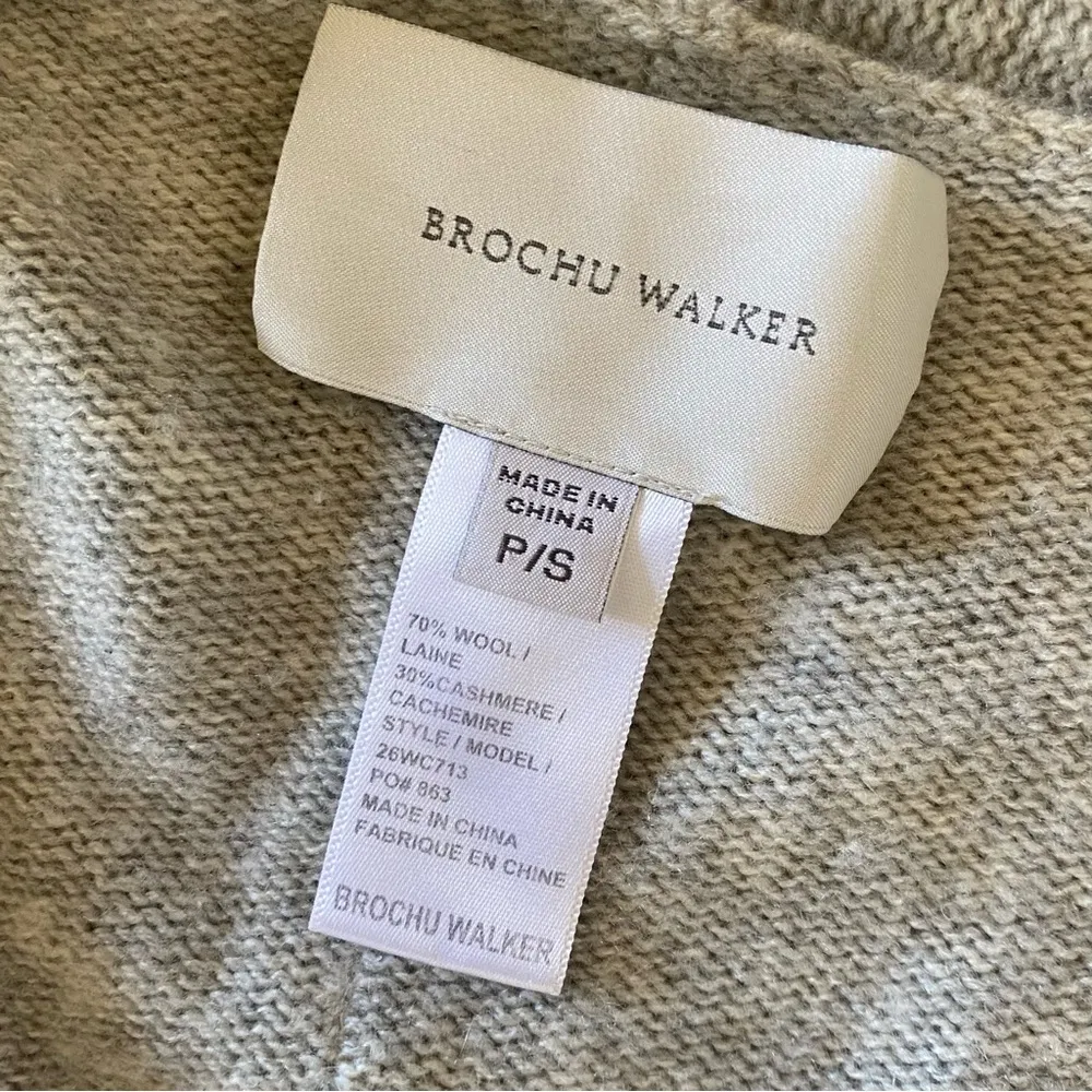 brochu walker wool cashmere gray knit cardigan wrap sweater - Image 2