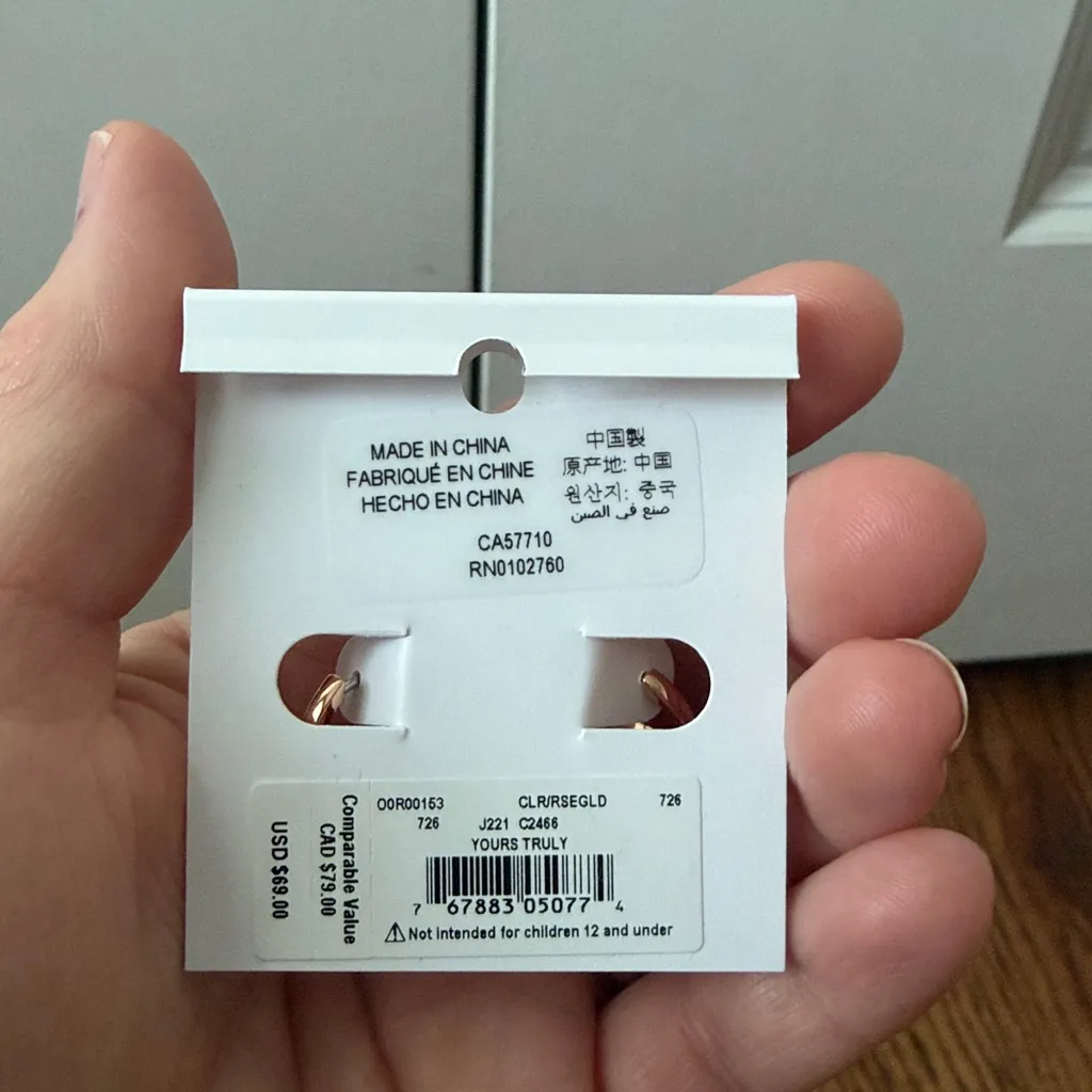 Kate Spade Yours Truly Rose Gold Pave Heart Drop Earrings New with Tags - Image 3